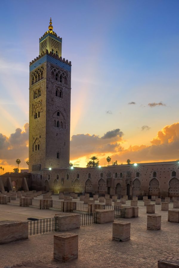 Koutoubia mosque in Marrakech at sunrise Koutoubia mosque in Marrakech at sunrise, Morocco